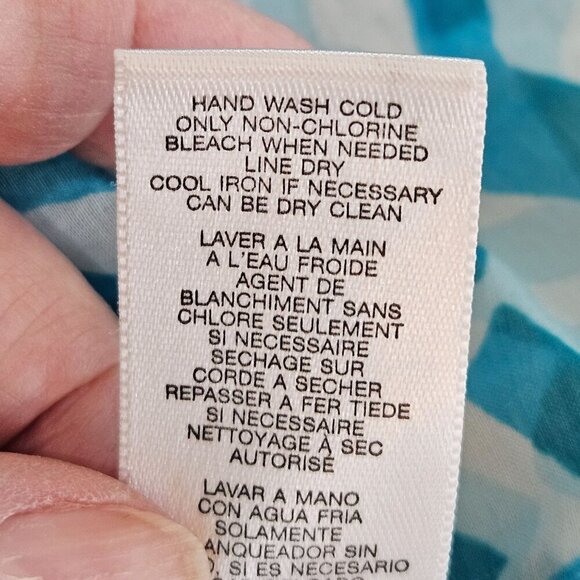 Michael Kors Blue Patterned Off-Shoulder Top Medium Cotton Silk Blend - Picture 5 of 9